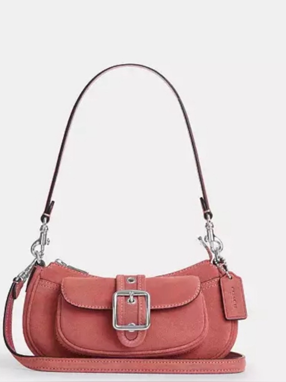 🌸Coach  NWT Pink Suede  Mini Ashton Shoulder Bag with Silver Hardware